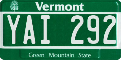 VT license plate YAI292