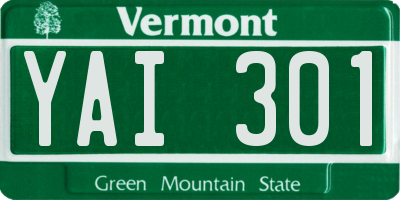 VT license plate YAI301