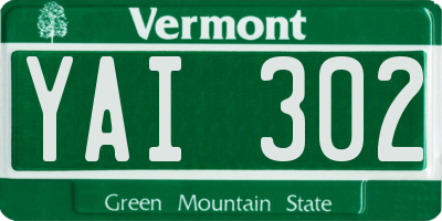 VT license plate YAI302