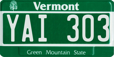 VT license plate YAI303