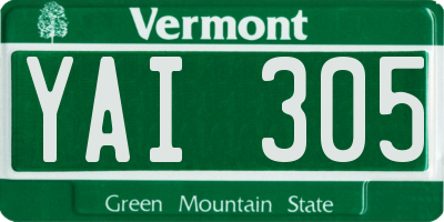 VT license plate YAI305
