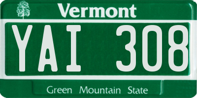 VT license plate YAI308