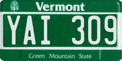 VT license plate YAI309