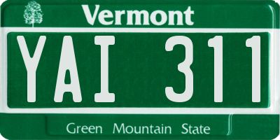 VT license plate YAI311