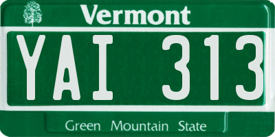 VT license plate YAI313
