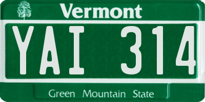 VT license plate YAI314