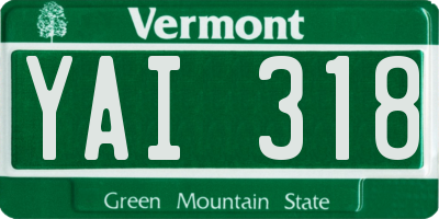 VT license plate YAI318