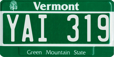 VT license plate YAI319