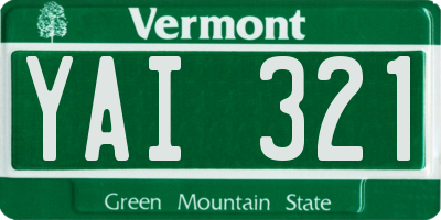 VT license plate YAI321