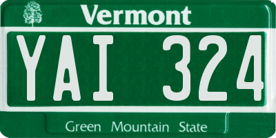 VT license plate YAI324