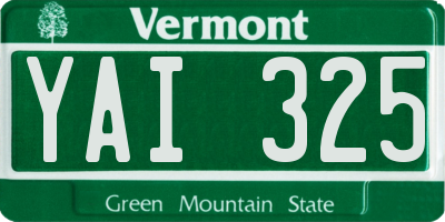 VT license plate YAI325