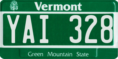 VT license plate YAI328