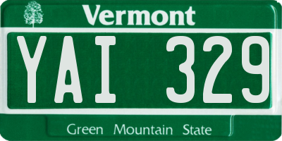 VT license plate YAI329