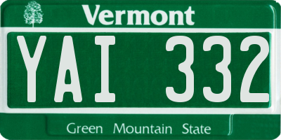 VT license plate YAI332