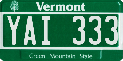 VT license plate YAI333