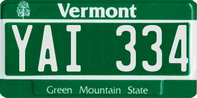 VT license plate YAI334
