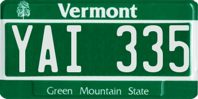 VT license plate YAI335