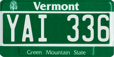 VT license plate YAI336