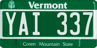 VT license plate YAI337