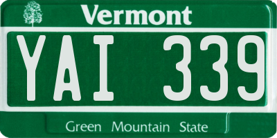 VT license plate YAI339