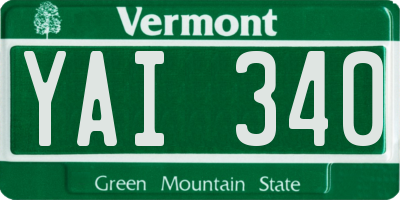 VT license plate YAI340