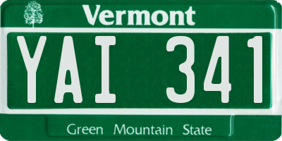 VT license plate YAI341