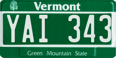 VT license plate YAI343