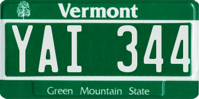 VT license plate YAI344