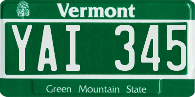 VT license plate YAI345
