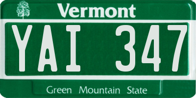 VT license plate YAI347