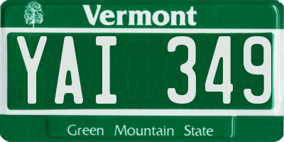VT license plate YAI349