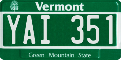 VT license plate YAI351