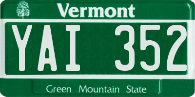 VT license plate YAI352