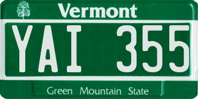 VT license plate YAI355