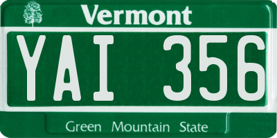 VT license plate YAI356