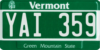 VT license plate YAI359