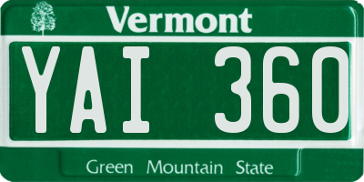 VT license plate YAI360