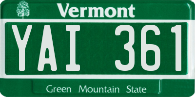 VT license plate YAI361