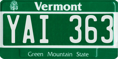 VT license plate YAI363