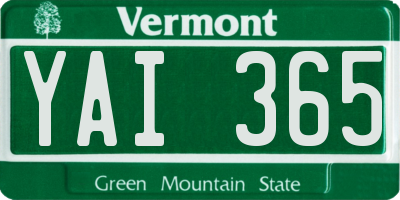 VT license plate YAI365