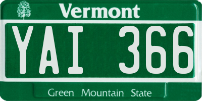 VT license plate YAI366