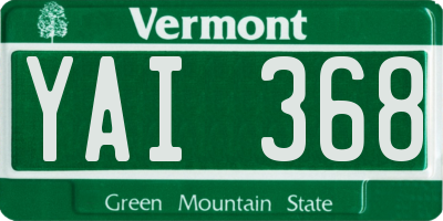 VT license plate YAI368
