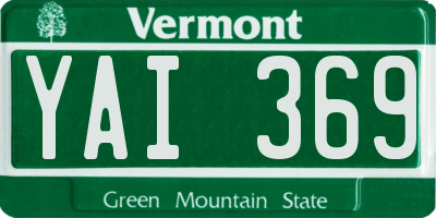 VT license plate YAI369