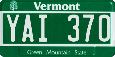 VT license plate YAI370