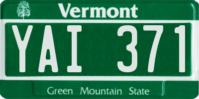 VT license plate YAI371