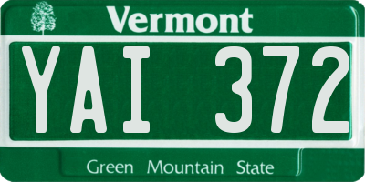VT license plate YAI372
