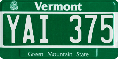 VT license plate YAI375