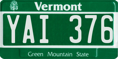 VT license plate YAI376