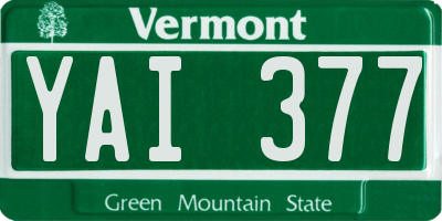 VT license plate YAI377