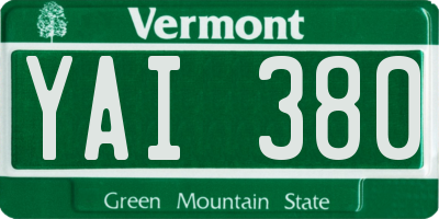 VT license plate YAI380